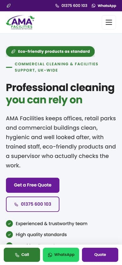 AMA Facilities on a phone