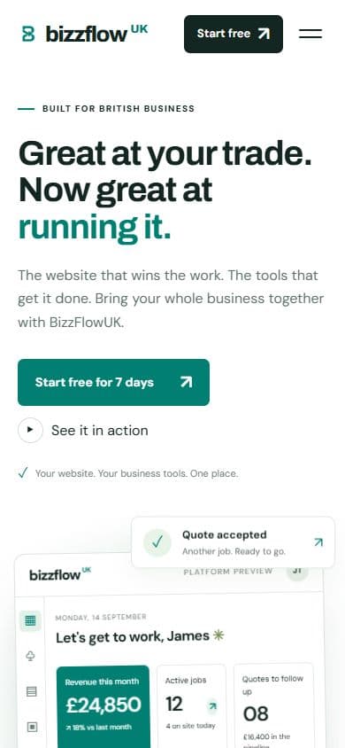 BizzFlow: White-label websites and CRM for the trades.
