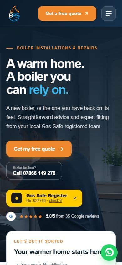 BPS Plumbing & Heating on a phone