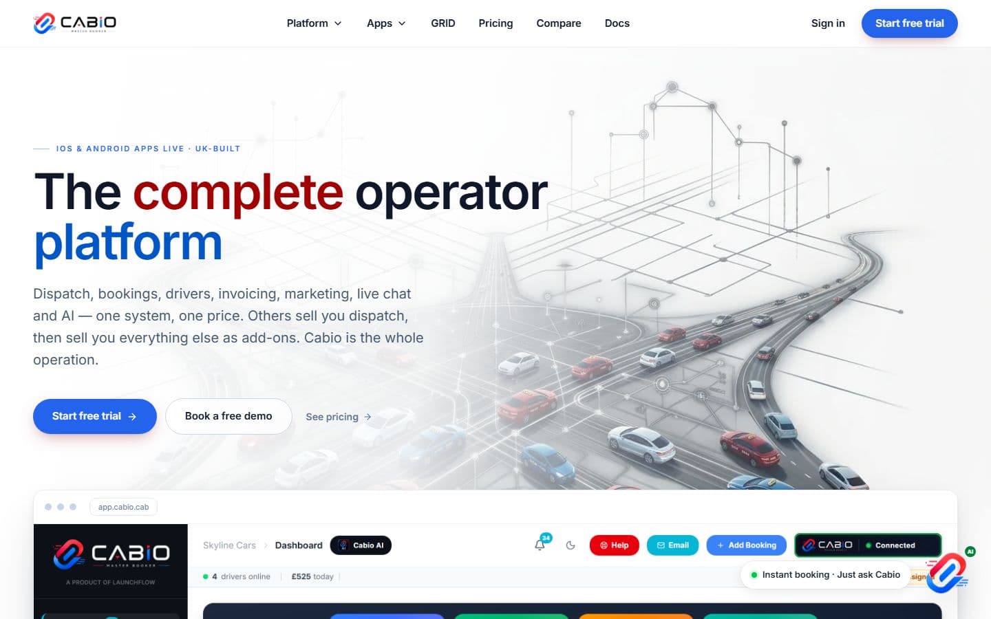 Cabio Master Booker website