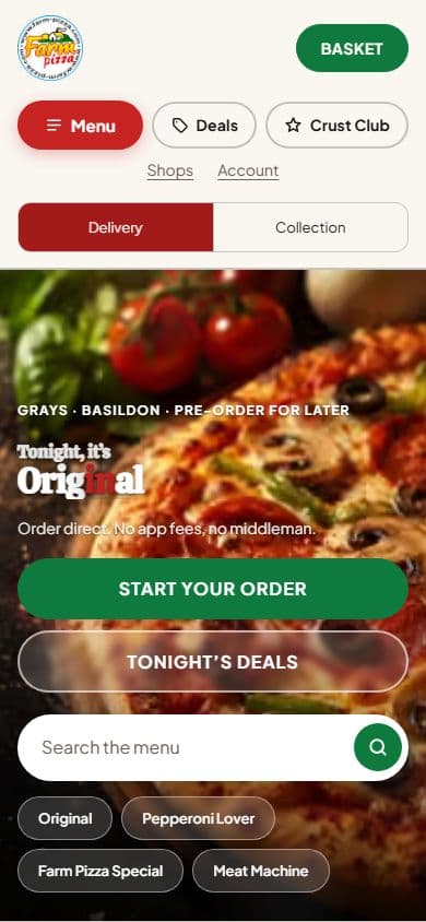 Farm Pizza on a phone