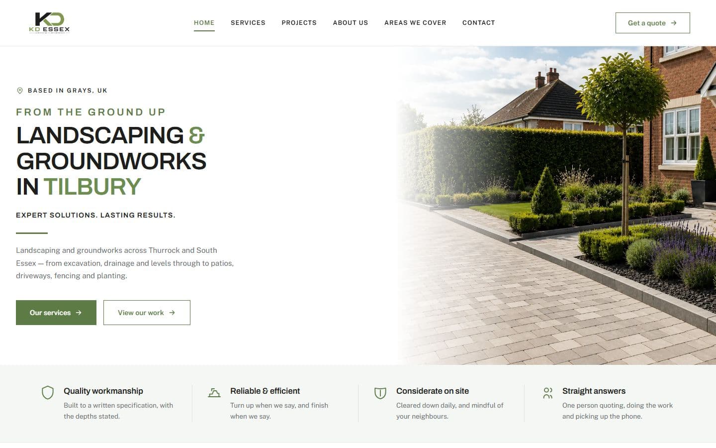 KD Essex Landscaping website