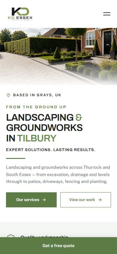 KD Essex Landscaping on a phone