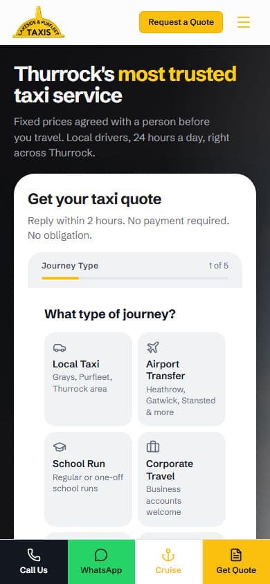 Lakeside & Purfleet Taxis on a phone