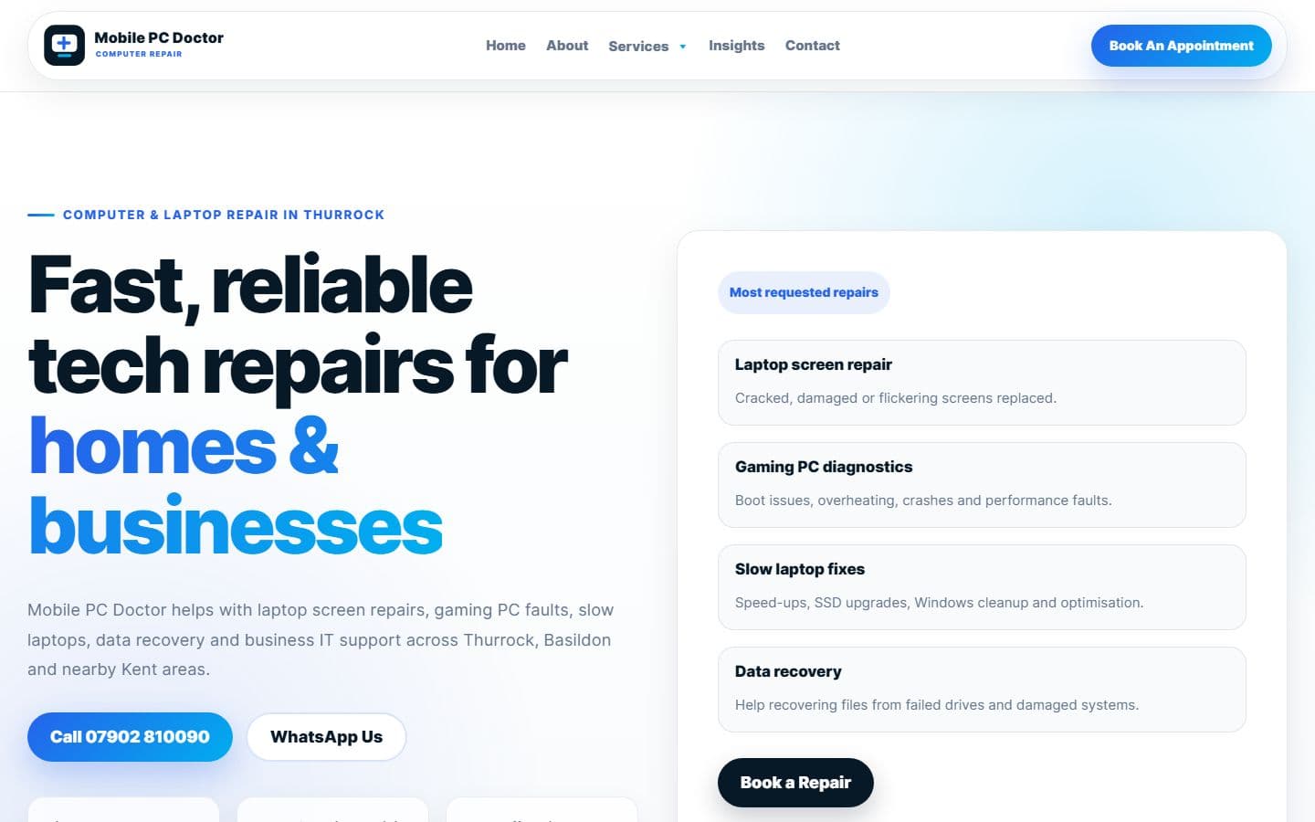 Mobile PC Doctor website