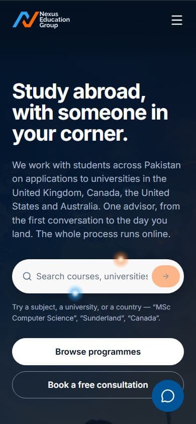 Nexus Education Group on a phone