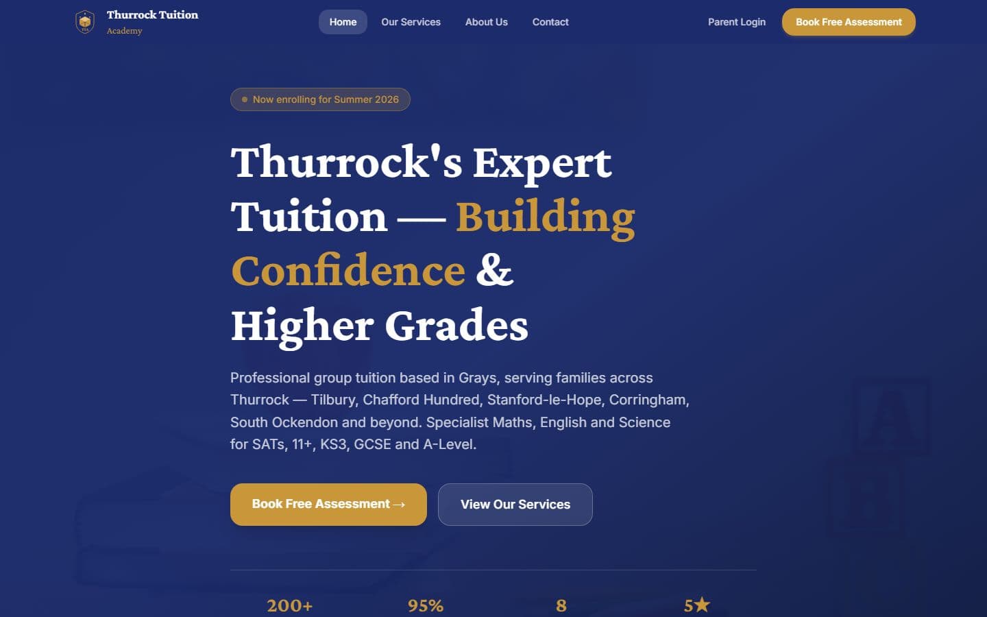 Thurrock Tuition Academy website