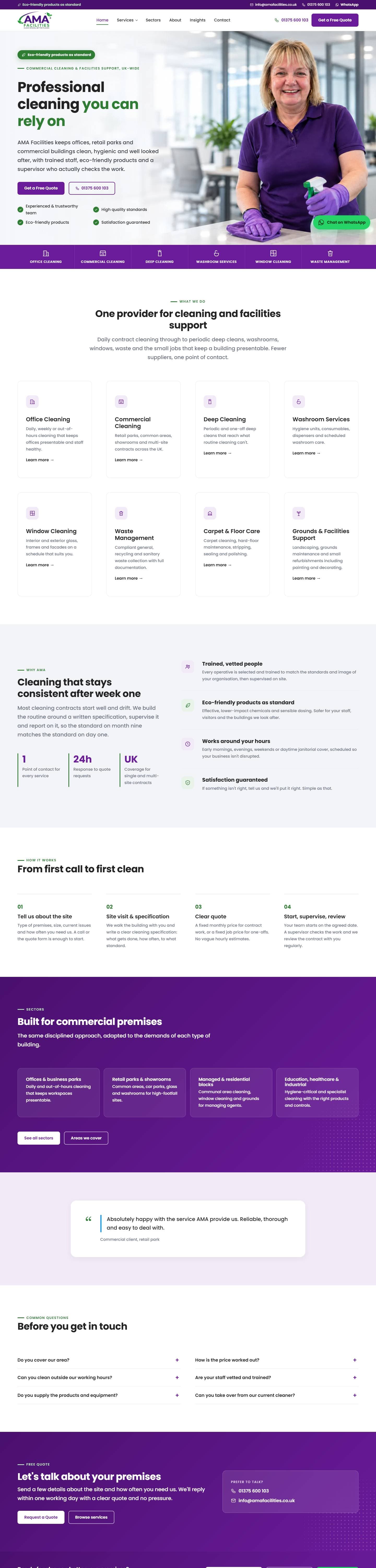 AMA Facilities website, full page