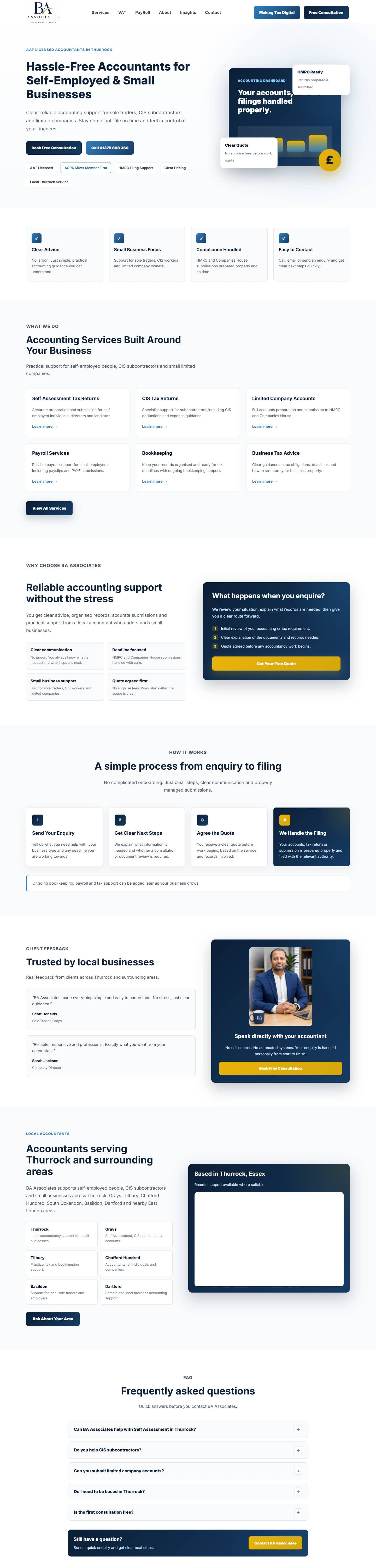 BA Associates website, full page