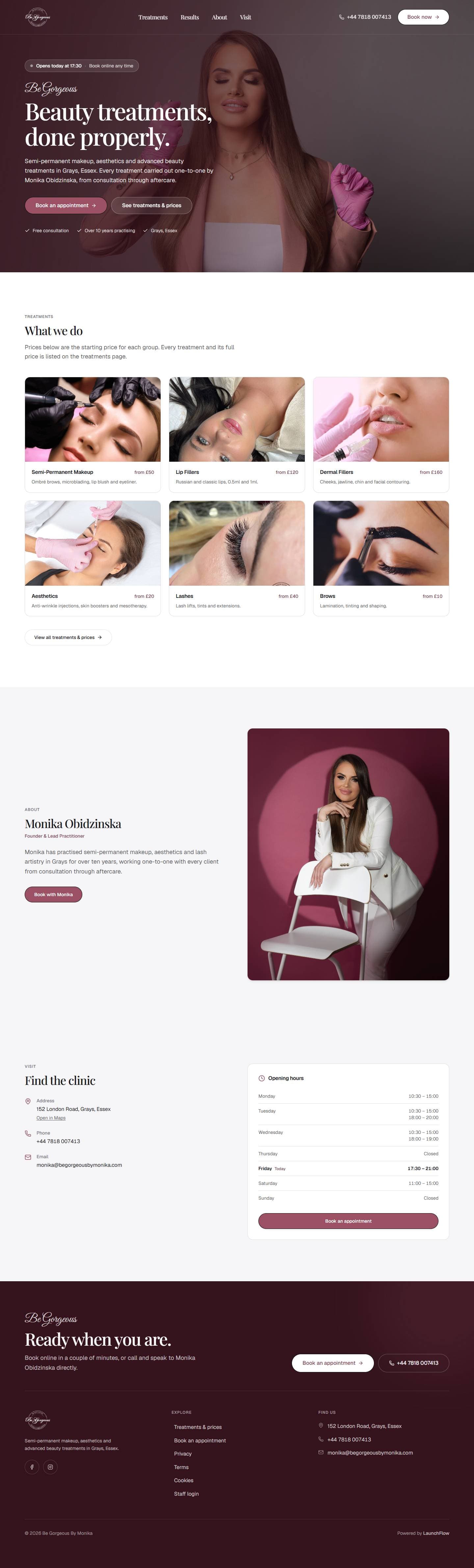 Be Gorgeous by Monika website, full page