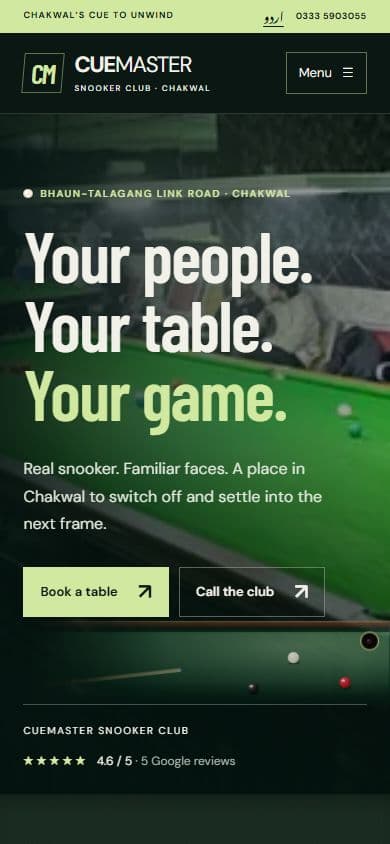 CueMaster: A home on the web for a cue-sports club.