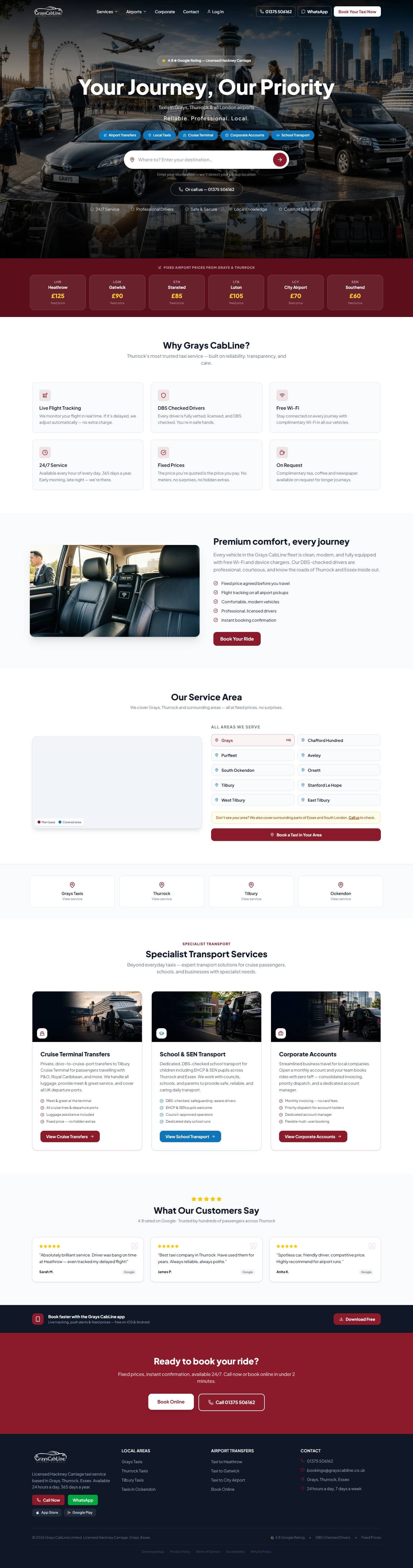 Grays CabLine website, full page