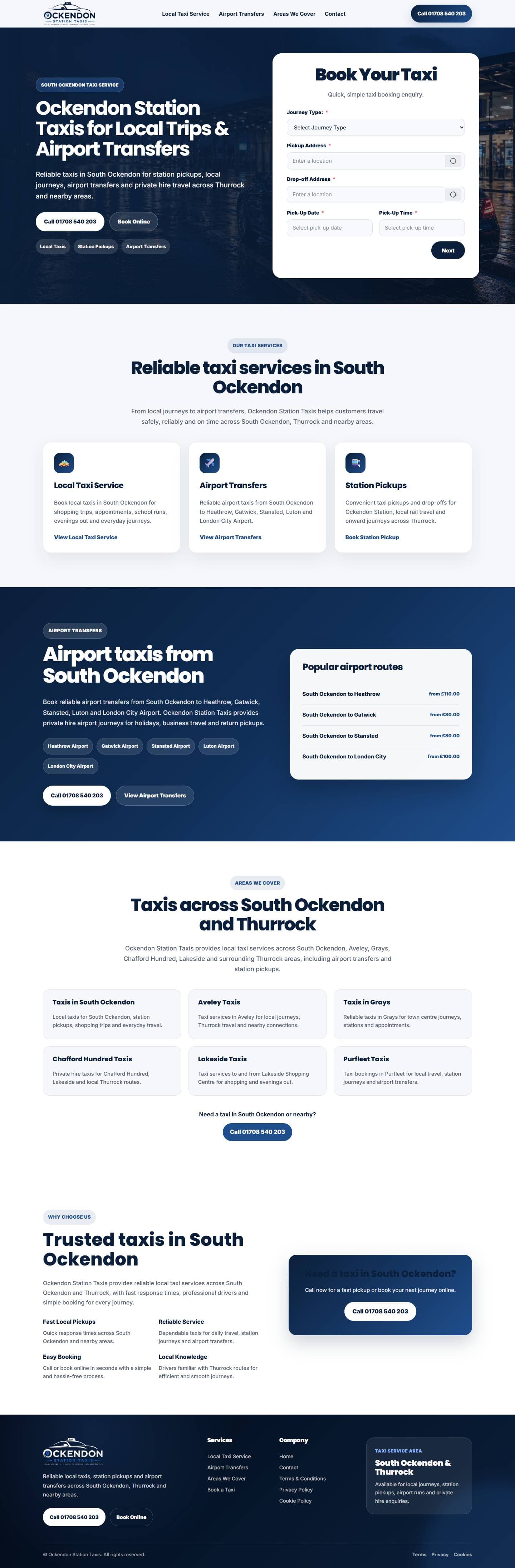 Ockendon Station Taxis website, full page
