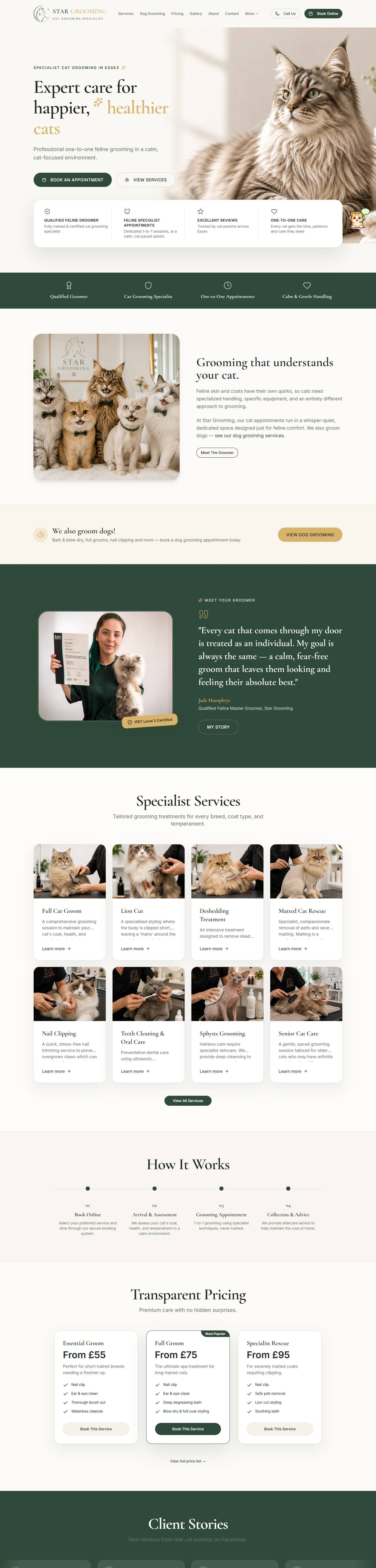 Star Grooming website, full page
