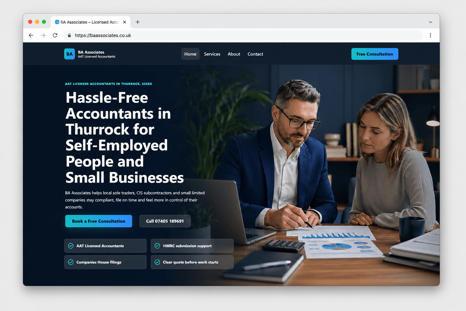 BA Associates website example