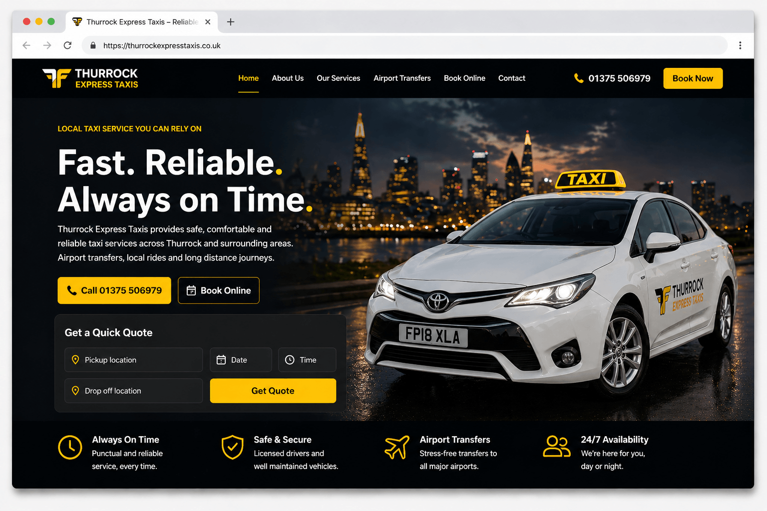 Thurrock Express Taxis website example
